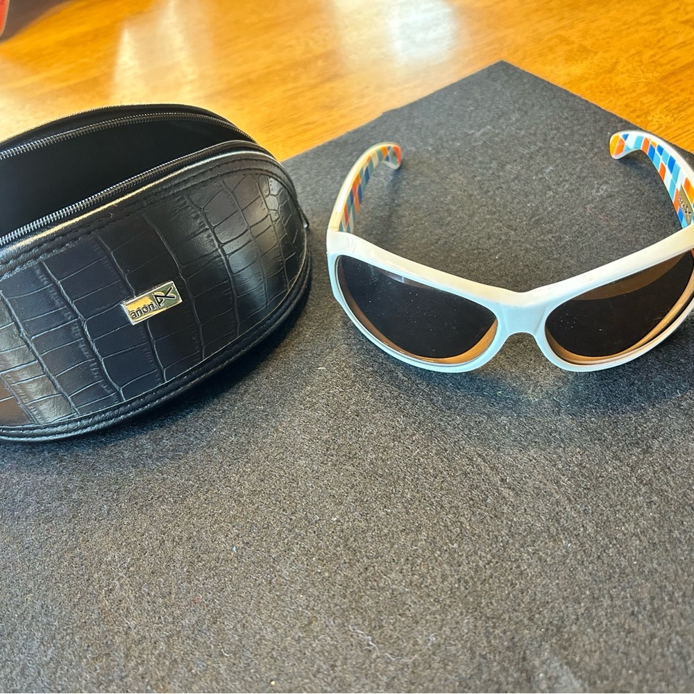 Anon Women's White Sunglasses with Colorful Patterned Temples